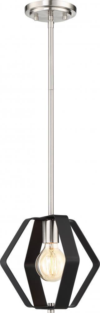 Zen - 1 Light 10" Pendant - Matte Black with Brushed Nickel Accents