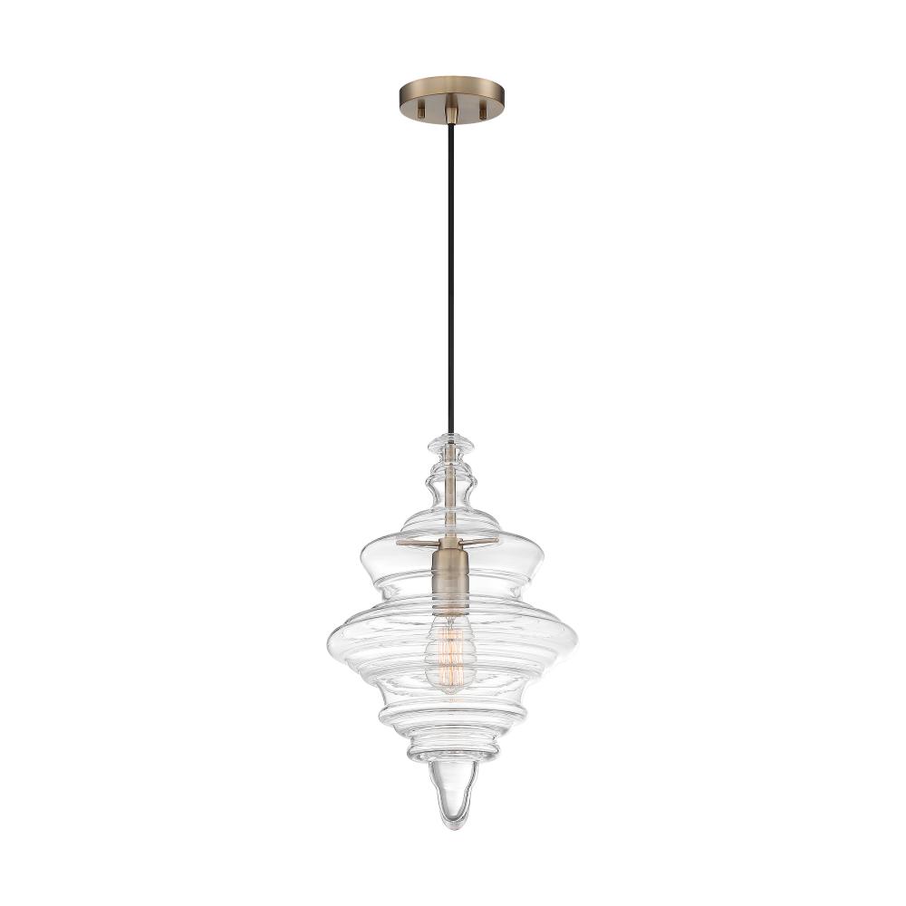 Ballarat - 1 Light Pendant - with Clear Glass - Burnished Brass Finish