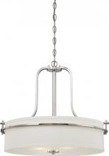 Nuvo 60/5108 - Loren - 3 Light Pendant with White Linen Shade - Polished Nickel Finish