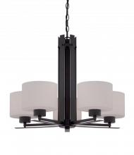 Nuvo 60/5305 - Parallel - 5 Light Chandelier with Etched Opal Glass - Aged Bronze Finish