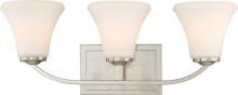 Nuvo 60/6203 - Fawn - 3 Light Vanity with Satin White Glass - Brushed Nickel Finish