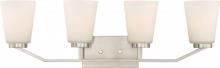 Nuvo 60/6244 - Nome - 4 Light Vanity with Satin White Glass - Brushed Nickel Finish