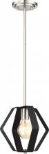 Nuvo 60/6391 - Zen - 1 Light 10" Pendant - Matte Black with Brushed Nickel Accents