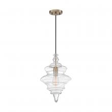 Nuvo 60/6761 - Ballarat - 1 Light Pendant - with Clear Glass - Burnished Brass Finish