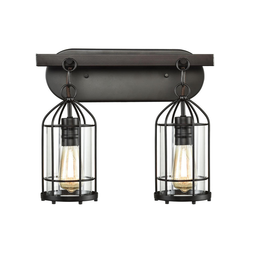Southwick 2-Light Vanity Lamp in Oil Rubbed Bronze with Clear Blown Glass
