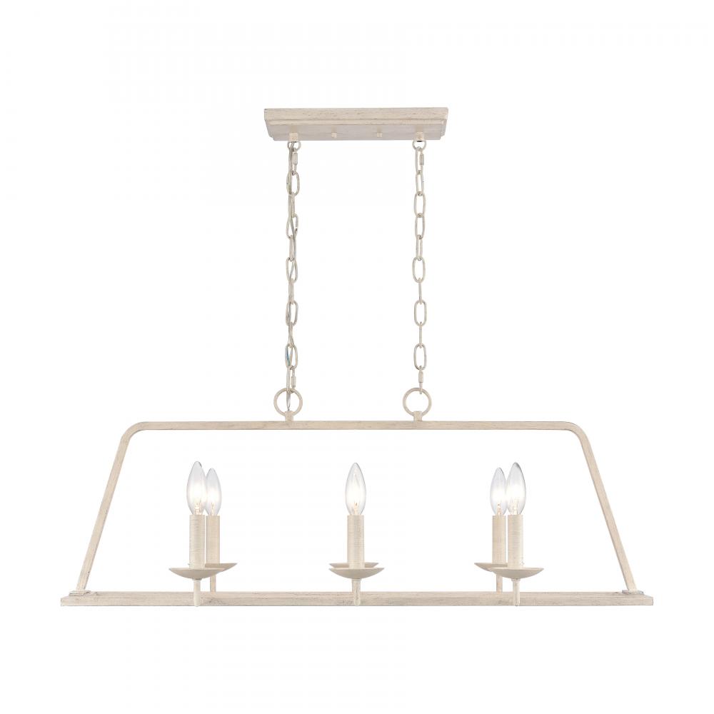 Joanie 34'' Wide 6-Light Linear Chandelier - Antique White