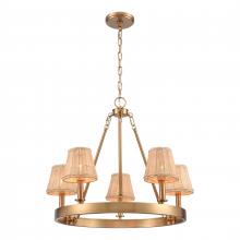 ELK Home EC89756/5 - Rydell 24.5'' Wide 5-Light Chandelier - Brushed Gold and Rattan